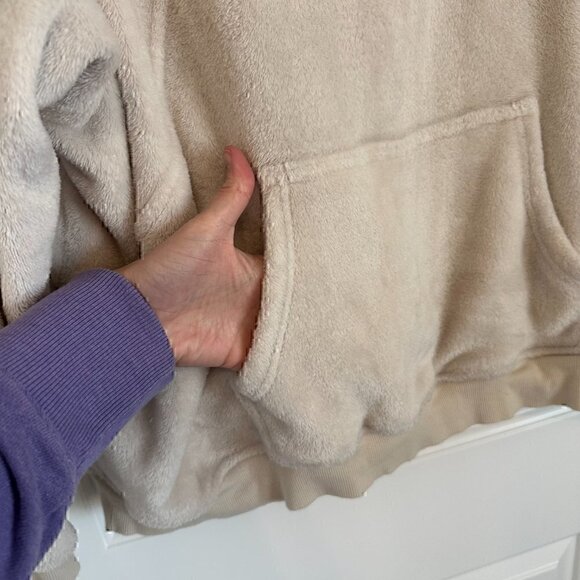 Oversized comfy teddy velvet hoodie cream off white women's L - Picture 4 of 10